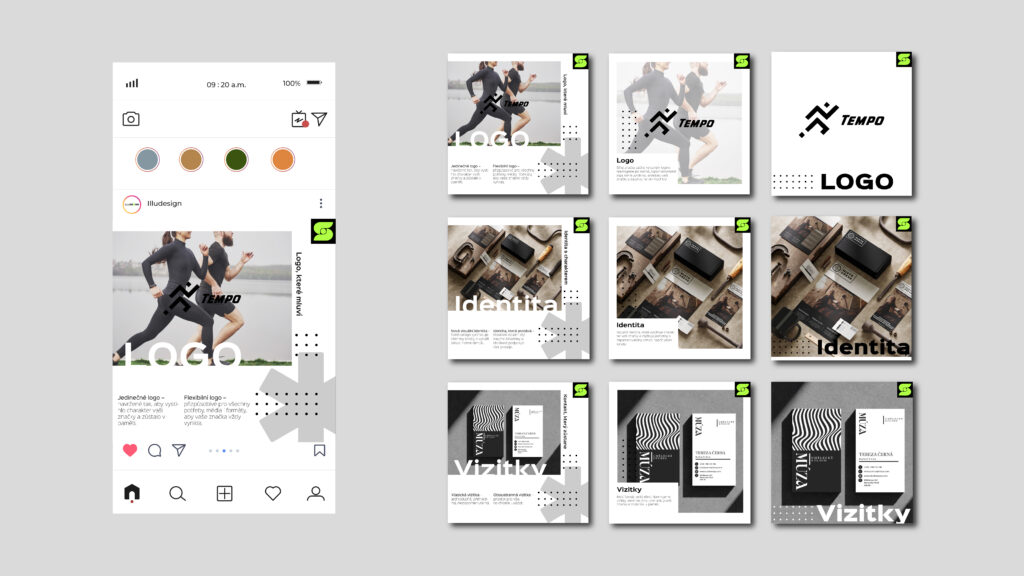 Grafické zpracování instagramových příspěvků grafické firmy illudesign